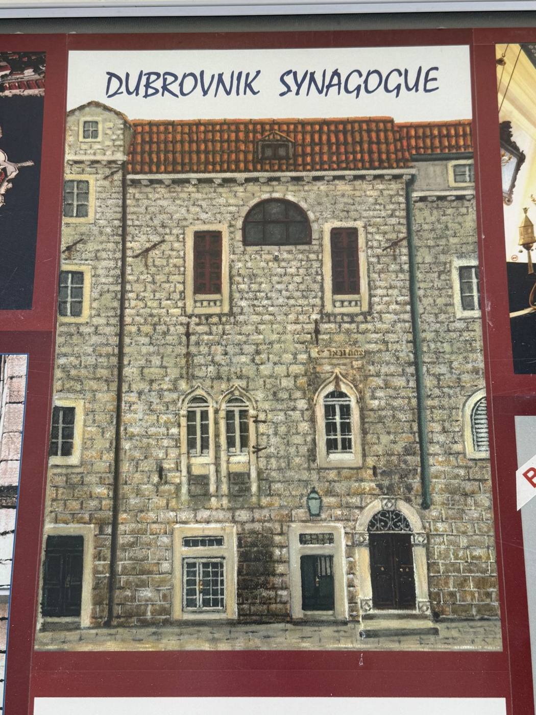 The stone facade of the building that houses the historic Dubrovnik Synagogue